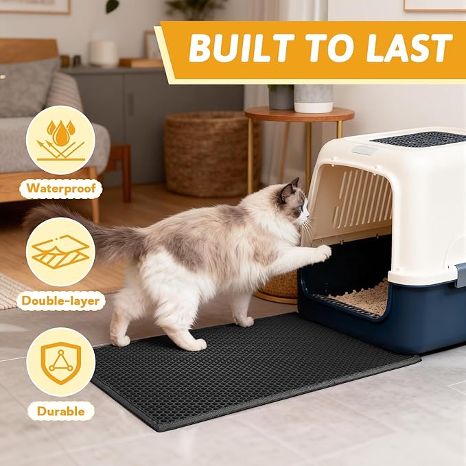 Pieviev Cat Litter Mat Double Layer Waterproof Urine Proof Trapping Mat 1 Pack) - Image 7