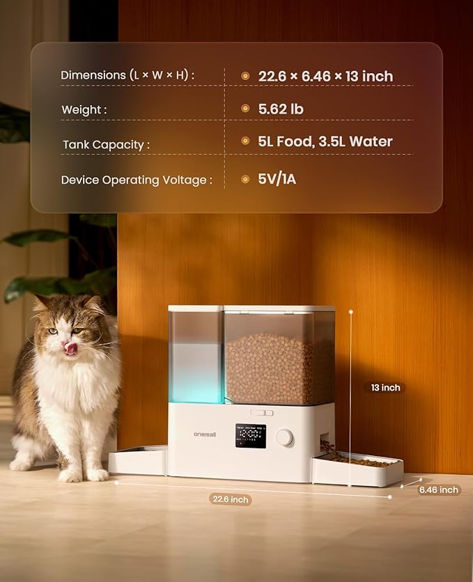 oneisall Automatic Cat Feeder and Water Dispenser, Cat Food Dispenser - Image 8