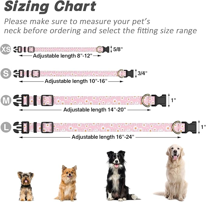Reflective Dog Collar for Large Dogs, Cute Daisy Theme Adjustable Heavy-Duty - Image 7