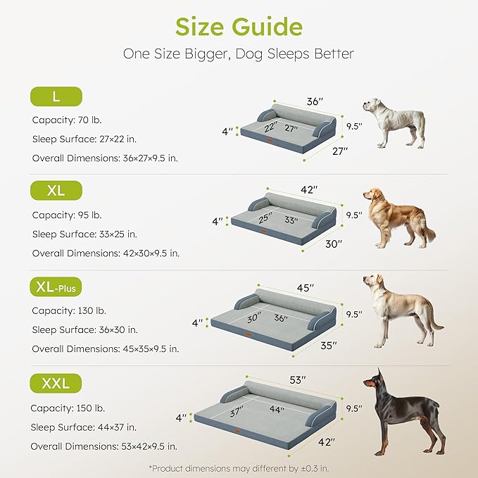 CWAWZ Large Orthopedic Dog Bed, Pet Bed Large Size Dog, Dual-Sided Cooling Beds - Image 7