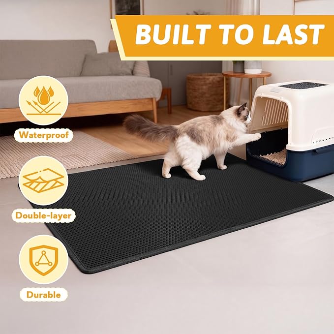 Pieviev Cat Litter Mat Double Layer Waterproof Urine Proof Trapping Mat 1 Pack) - Image 7
