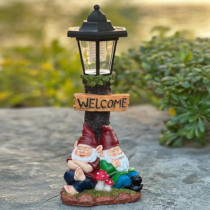 Garden Gnome Statue with Solar Lights, Outdoor Figurine Light - Image 7