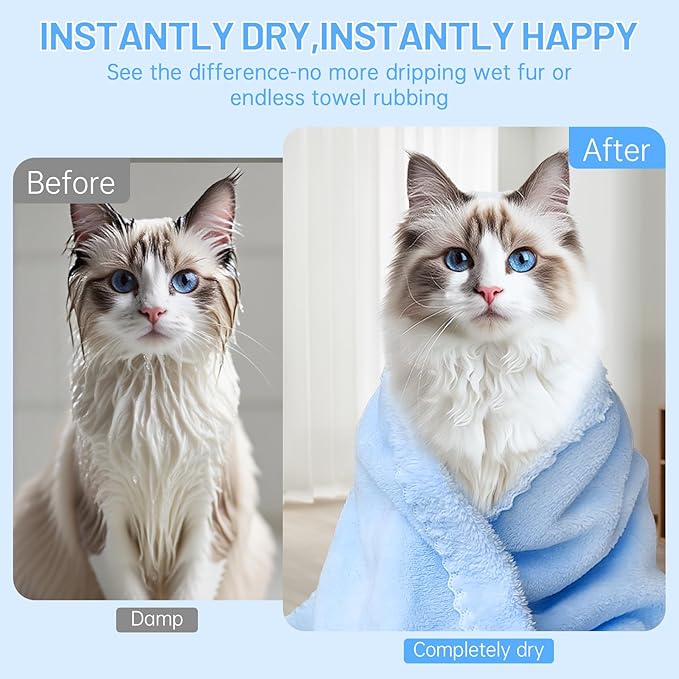 DuckSky 5Pcs Cat Towels Microfiber Pack Bulk, 29.5 x 13.77 inch Quick Drying - Image 7