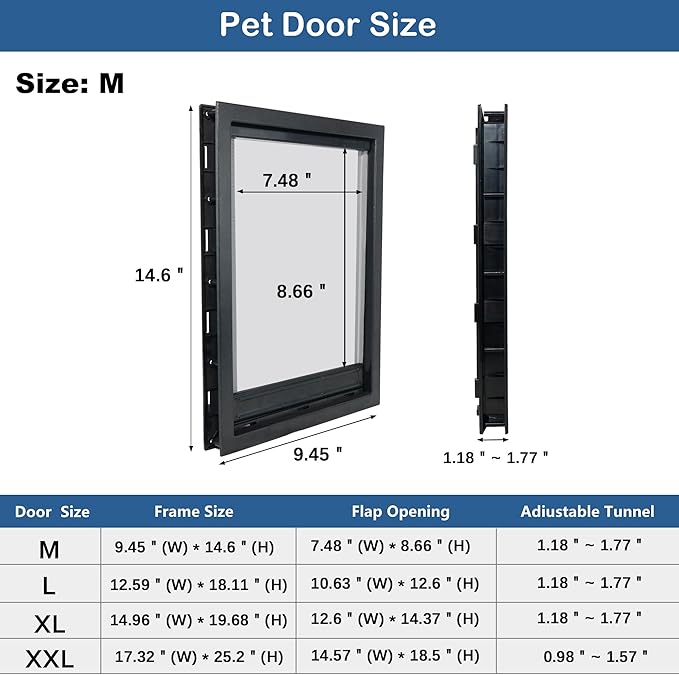 CEESC Dog Door with Soft Transparent Magnetic Flap and Snap-in Closing Panel - Image 6
