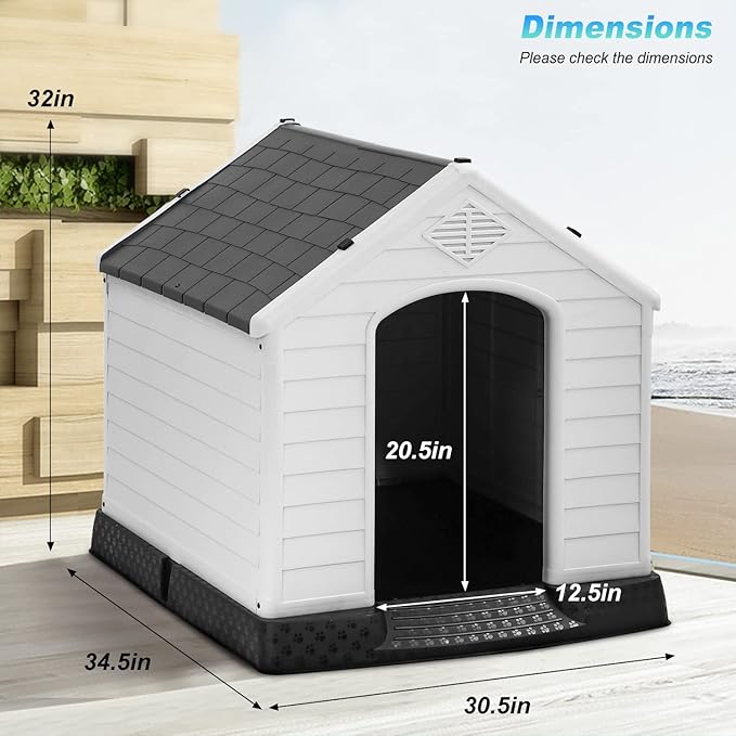FDW Dog House Indoor Outdoor Durable Ventilate Waterproof Pet Plastic Dog House - Image 7