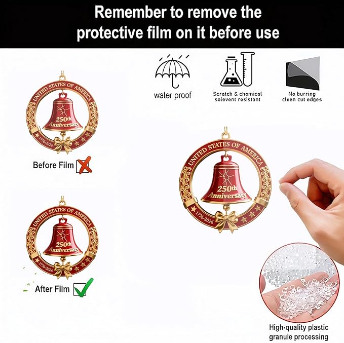 6 Pcs 250th Anniversary Liberty Bell Hanging Ornament Indoor Outdoor Decor - Image 8