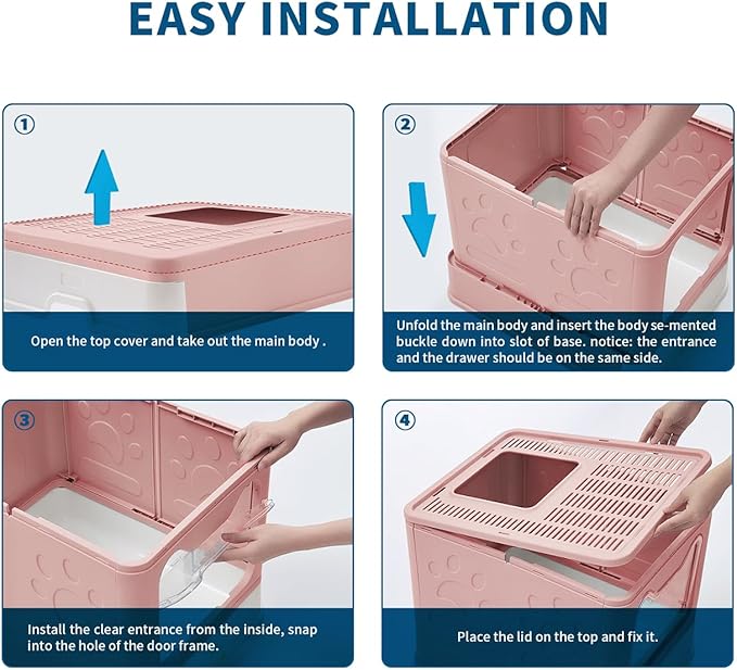 Medario Cat Litter Box with Litter Mat and Scoop, Large Covered Litter Box with - Image 8