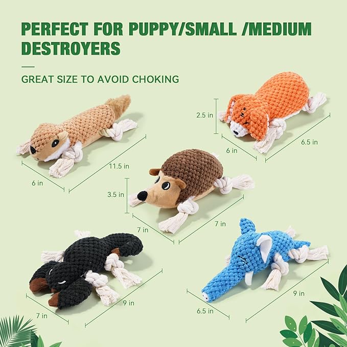 LEGEND SANDY Dog Squeaky Toys for Puppy, 5 Pack Small Dog Toys, Stuffed Animal - Image 8