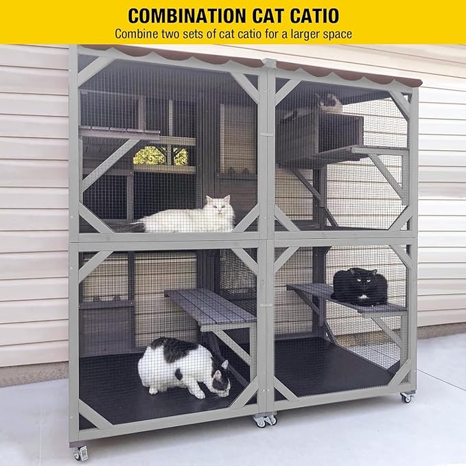 Cat House Outdoor Catio for Catis Mobile Enclosures on Wheels Large Cat Cage - Image 7