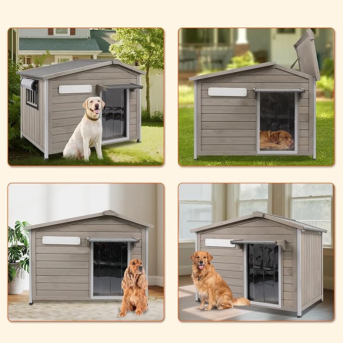 PetsCosset 40.2" L Large Dog House Outdoor & Indoor, Fir Wood Dog Kennel - Image 8