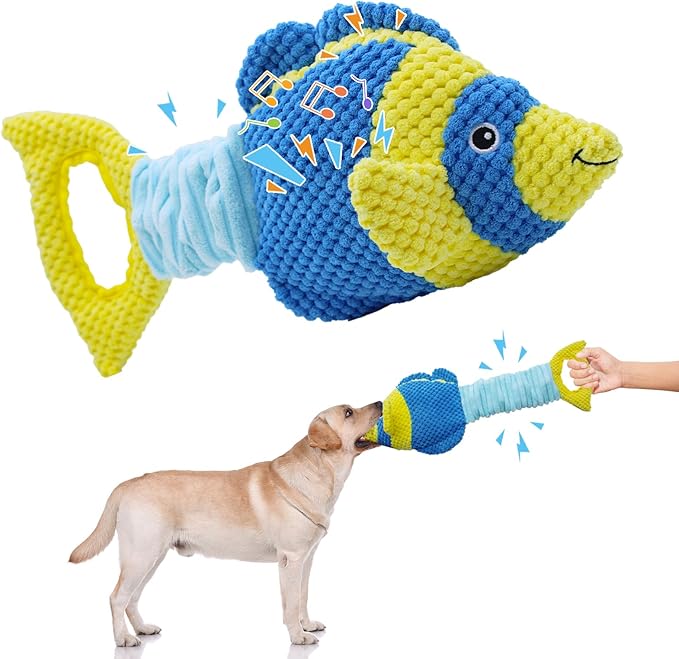 YZHDUXIU Tug of War Dog Toy, Squeaky Dog Toys, Interactive Fish Puppy Toys - Image 8