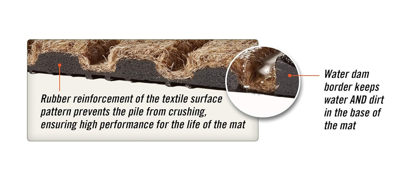 WaterHog Diamond | Commercial-Grade Entrance Mat with Rubber Border – Indoor/Outdoor, Quick Drying, Stain Resistant Door Mat (Medium Brown, 4' x 6')