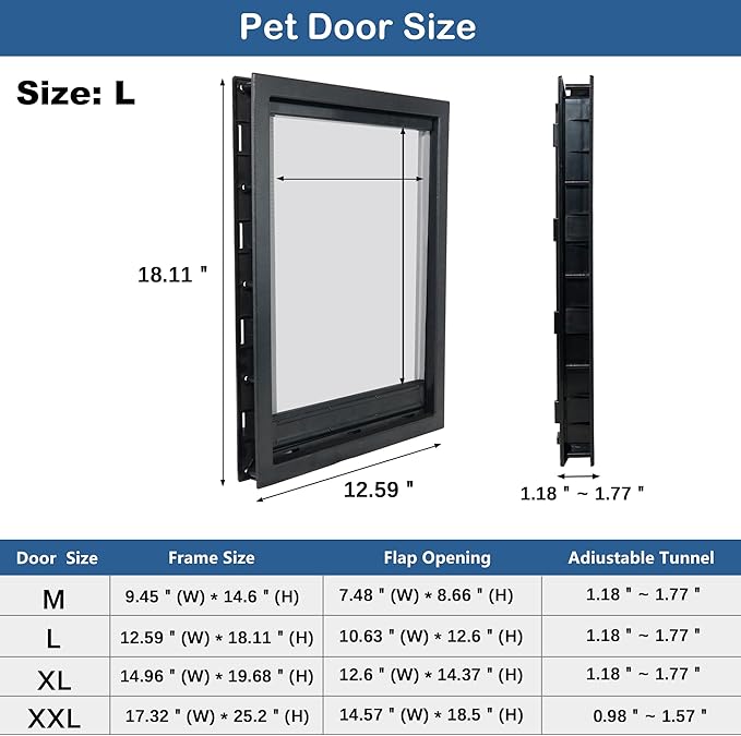 CEESC Dog Door with Soft Transparent Magnetic Flap and Snap-in Closing Panel - Image 6