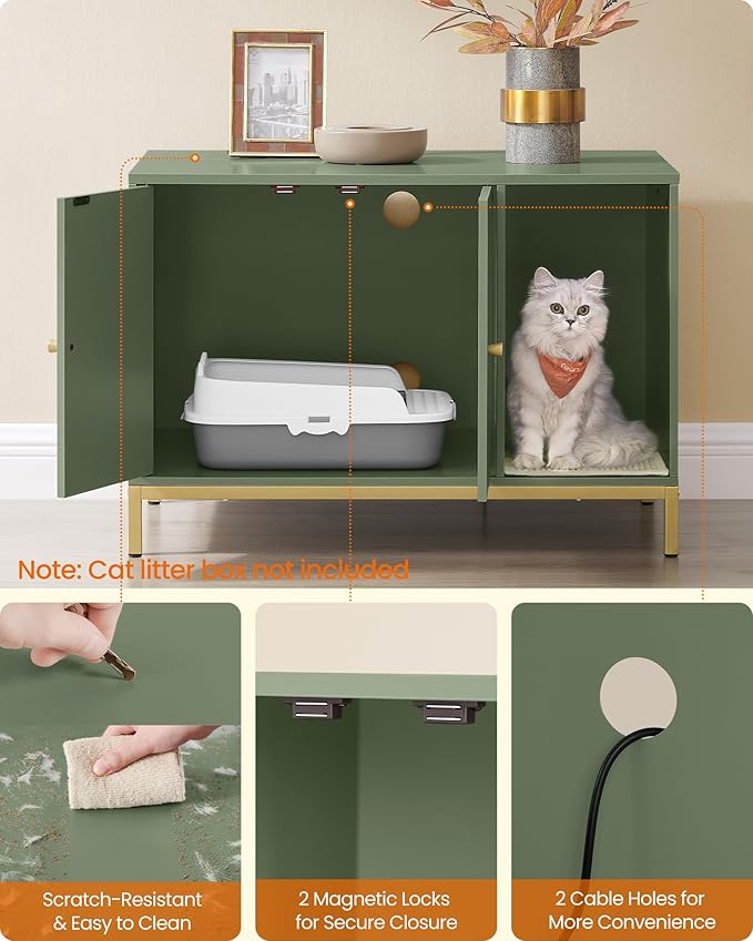 Feandrea Cat Litter Box Enclosure, Hidden Litter Box Furniture - Image 9