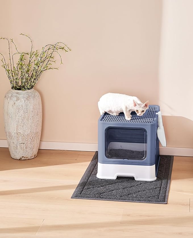 Medario Cat Litter Box with X-Large Litter Mat and Scoop, Large Covered Litter - Image 9