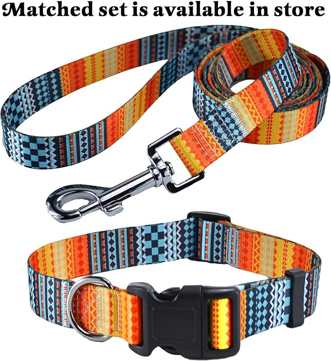Mihqy Dog Collar with Bohemia Floral Tribal Geometric Patterns - Image 7