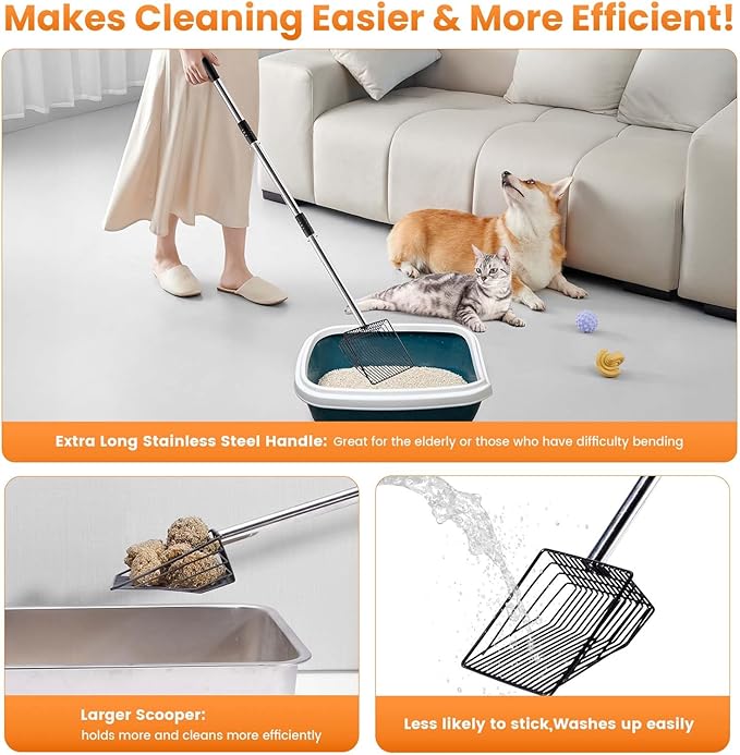 PETOCAT Cat Litter Scoop 43 inch Metal Litter Scooper - Image 7