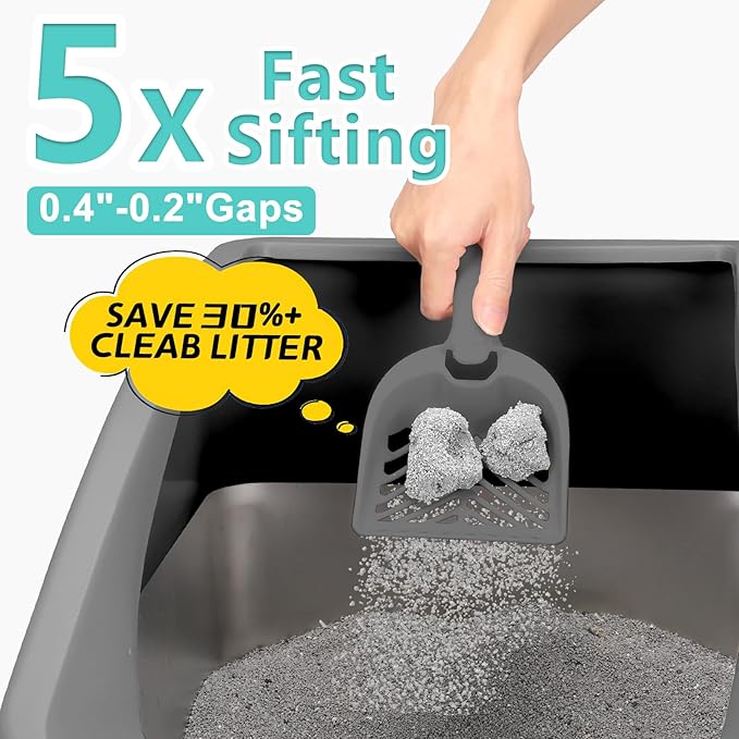 AIPERRO 2 Pack Stainless Steel Litter Box | XL Enclosed Cat Litter Boxes - Image 7