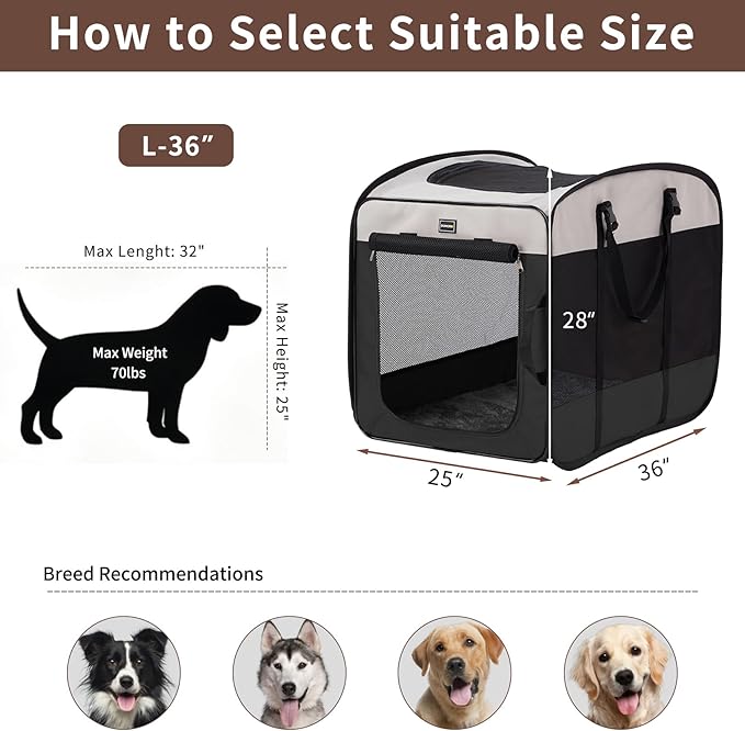 DONORO Dog Kennels and Crates for Medium Dogs, Portable Pop Up Indoor Pet Cage - Image 6