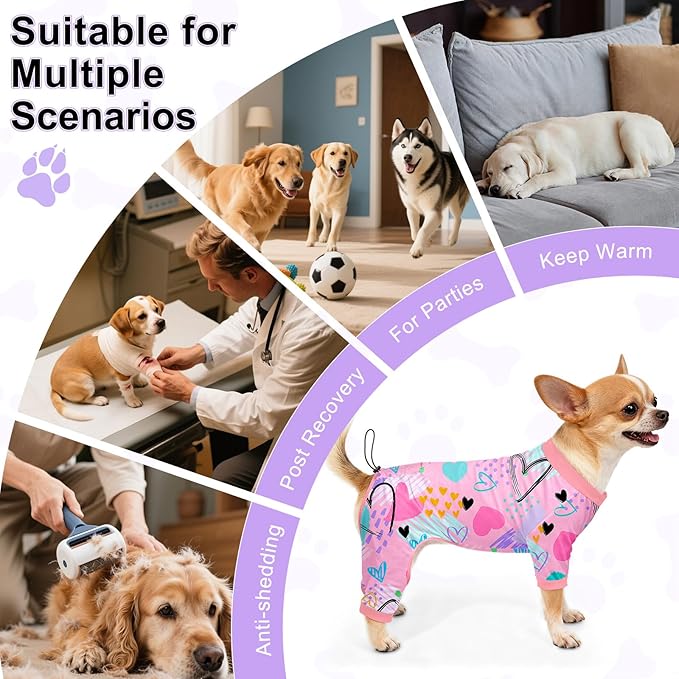 Bienbee Dog Pajamas, 4 Pack Dog Recovery Suit Shedding Suit Cute Soft Puppy - Image 7