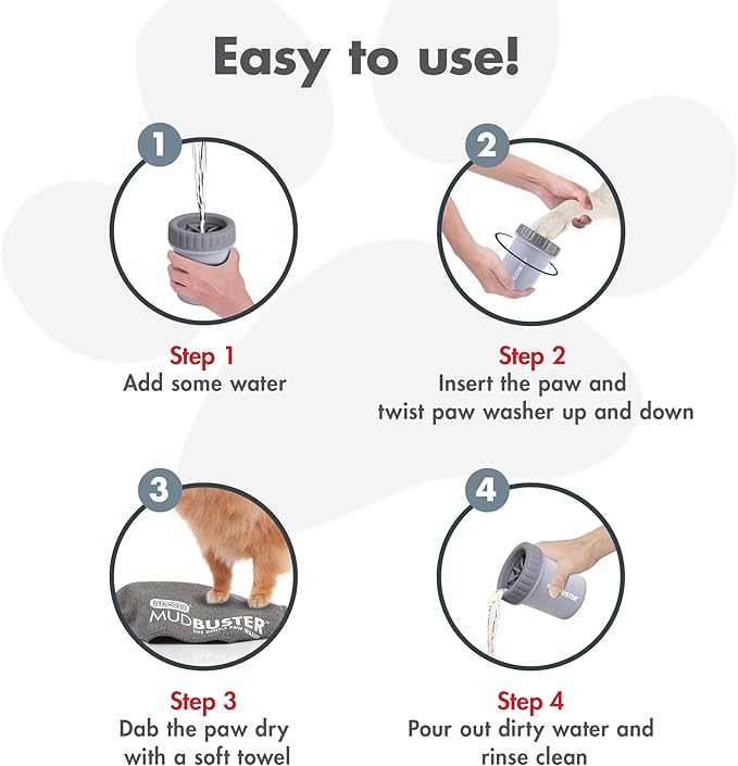 Dexas Medium MudBuster Portable Dog Paw Washer, Light Gray - Image 5