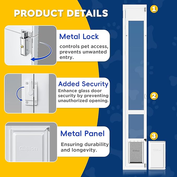 Medium Dog Door for Sliding Glass Doors, 91 7/16" to 96" Tall, 12.8" Wide - Image 6