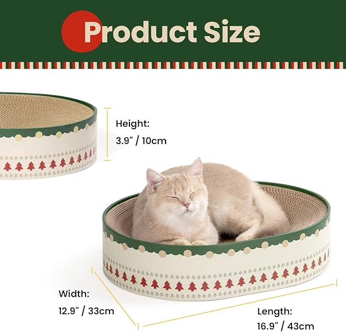 Conlun Cat Scratcher Bed, 2 in 1 Oval Cat Scratching Board - Image 9