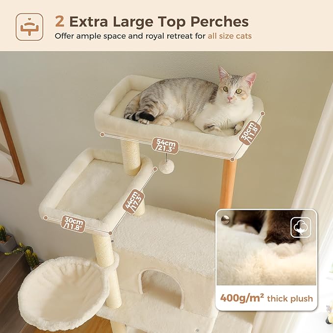 PAWZ Road Large Cat Tree, 73 Inches Tall Wooden Cat Tower - Image 7
