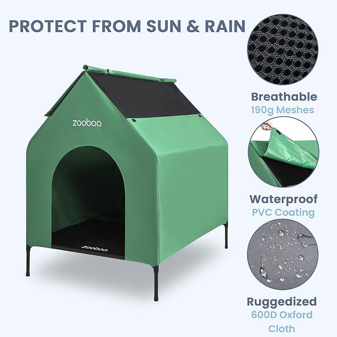 Zooba 29" 2-in-1 Dog House for Medium Dogs, Elevted Dog House Outdoor/Indoor - Image 9