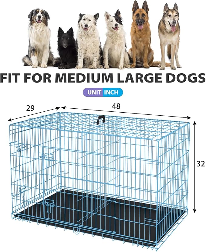 BestPet | Dog Crate | 48" | Blue | Foldable Metal Kennel - Image 7