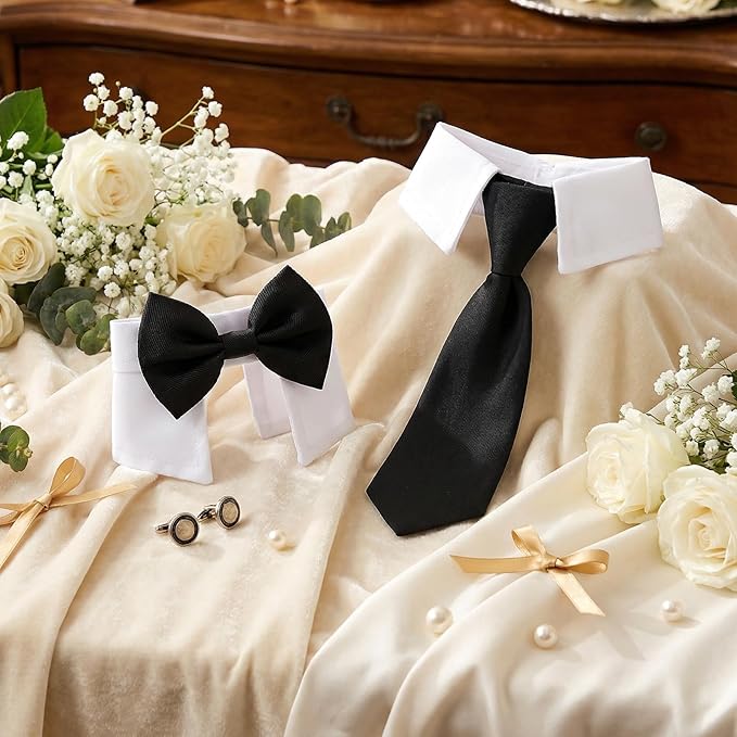 2PCS Dog Cat Tuxedo Collar, Cat Wedding Bowtie, Adjustable Formal Pet Necktie - Image 7