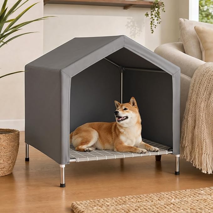 Elevated Dog House for Medium Dogs, Weather-Resistant Stainless Steel Frame & - Image 7