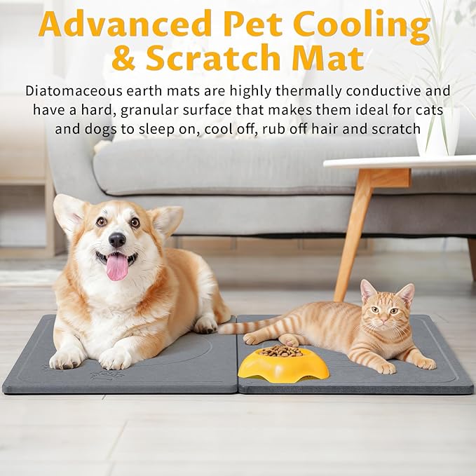 Stone Dog & Cat Food Mat, Bite-Proof Non-Slip Large Diatomaceous Pet Feeding Mat - Image 9
