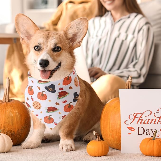Huhumy 100 Pcs Thanksgiving Fall Dog Bandanas Bulk 3 Sizes Dog Washable Bandana - Image 6