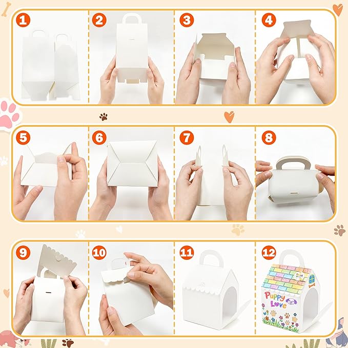 80UncleKimby 28Pcs Dog House Party Favors Boxes Foldable DIY Crafts - Image 7