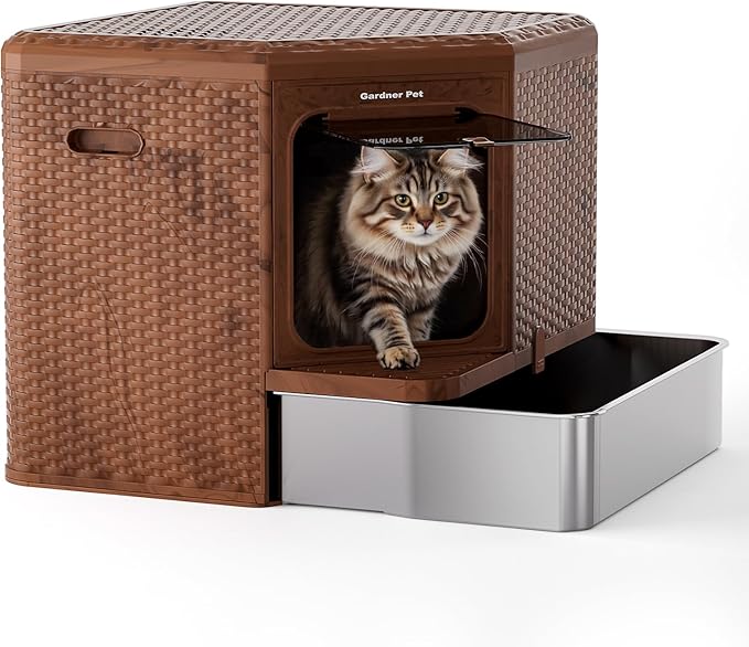 Gradner Pet Cat Litter Tray, Odour-Resistant Enclosed Cat Litter Box - Image 9