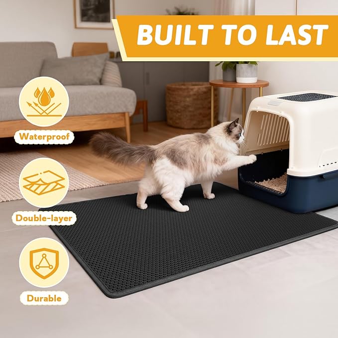 Pieviev Cat Litter Mat Double Layer Waterproof Urine Proof Trapping Mat 1 Pack) - Image 7