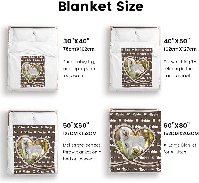 Personalized Dog Blankets with Name Photos, Custom Paw Print Blanket - Image 7