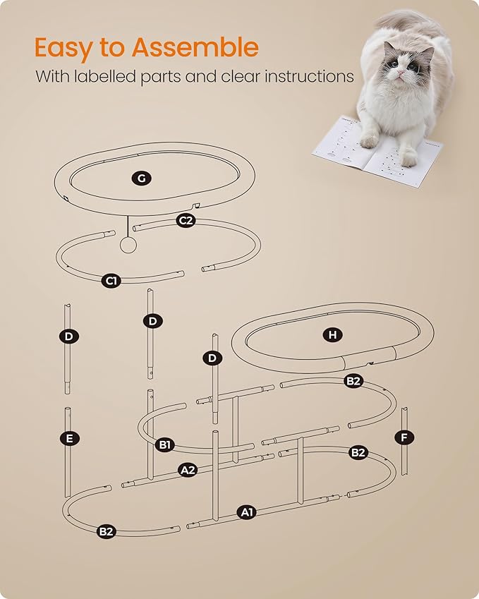 Feandrea 2-Tier Elevated Cat Hammock Bed, Breathable Furniture - Image 7
