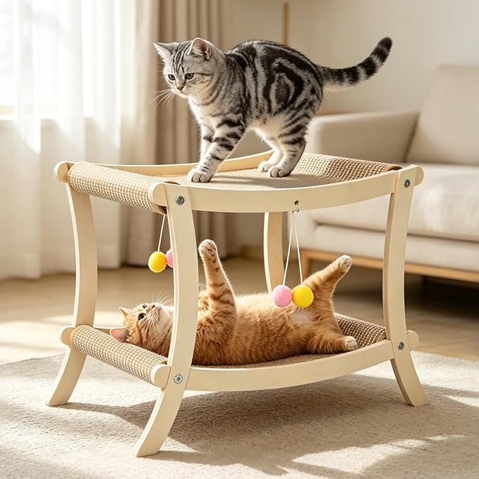 Indoor Cat Scratcher Bed, Double Layer Cat Hammock - Image 7