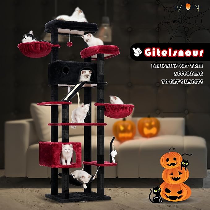 Gitelsnour Gothic Cat Tree for Large Cats, 78.7" Tall Cat Tower for Indoor Cats - Image 9