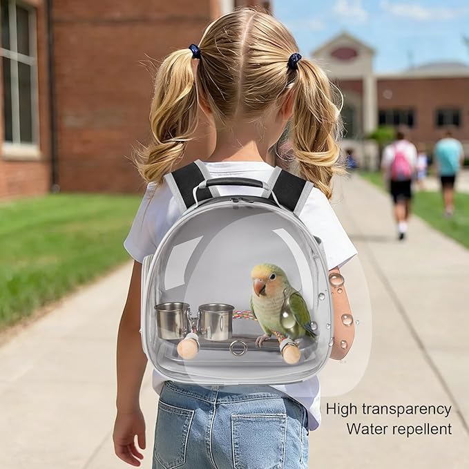 Bird Travel Carrier Backpack, Metal Tray and Clamp Cups Bundle - Image 6