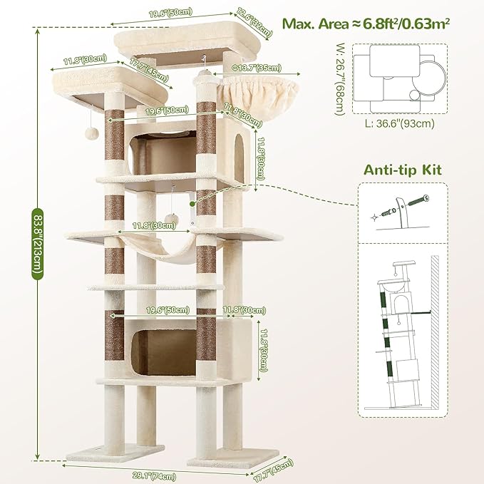 Globlazer XXL Giant Cat Tree, 83 Inch Heavy Duty Tall Cat Tower - Image 7