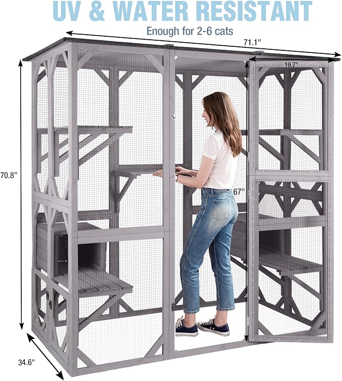 Large Catio Outdoor Cat Enclosure, 71.1’’ Cat House - Image 7