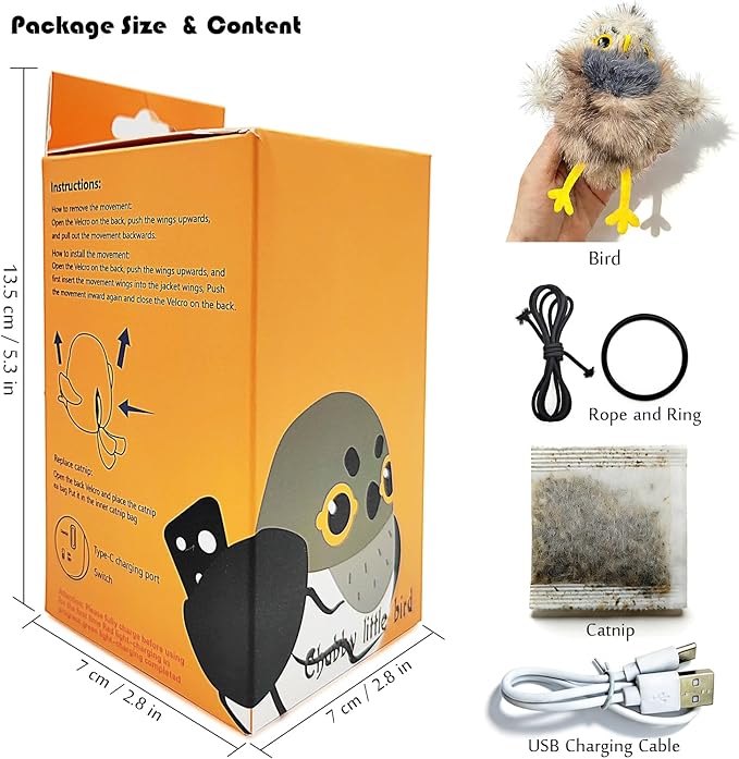 Tipmant Realistic Electric Birds Cat Teaser Interactive Toy Kitten Kitty - Image 6