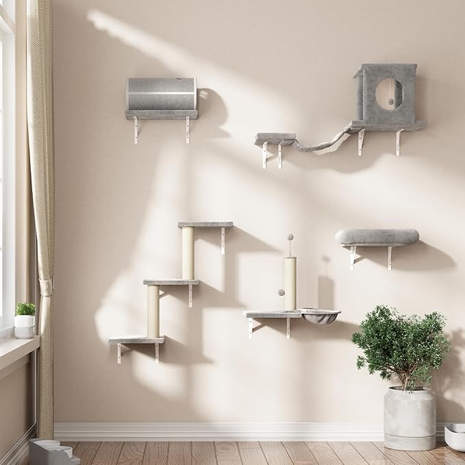 NUNU LAB 7-in-1 Cat Wall Shelves, Wall Mounted Cat Climber Set, Cat Furniture - Image 7