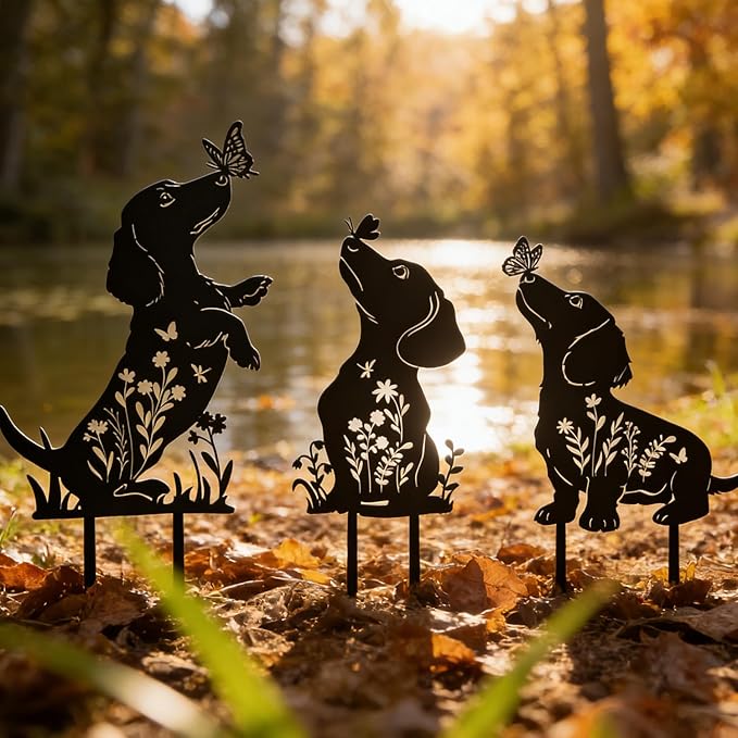 Rngmsi Dachshund Dog Metal Garden Stakes Decor, Dachshund Black Silhouette - Image 7