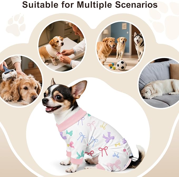 Bienbee Dog Pajamas, 4 Pack Dog Recovery Suit Shedding Suit Cute Soft Puppy - Image 7