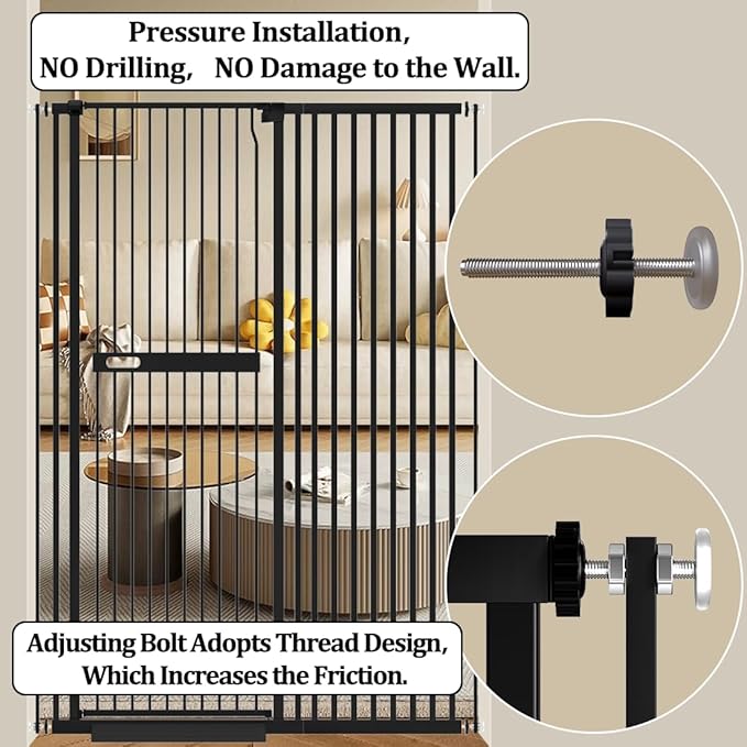 WAOWAO 71" Extra Tall Cat Pet Gate 29.92-45.66" Wide Pressure Mounted Walk - Image 7