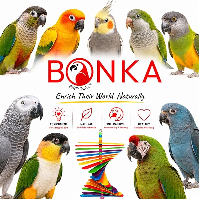 Bonka Bird Toys 867 Big Stick 9.5" Colored Wooden Plastic Spinning Chew Toy - Image 8